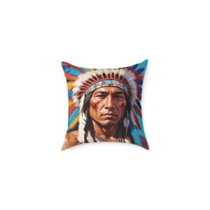 Red Indian  Square Poly Canvas Pillow