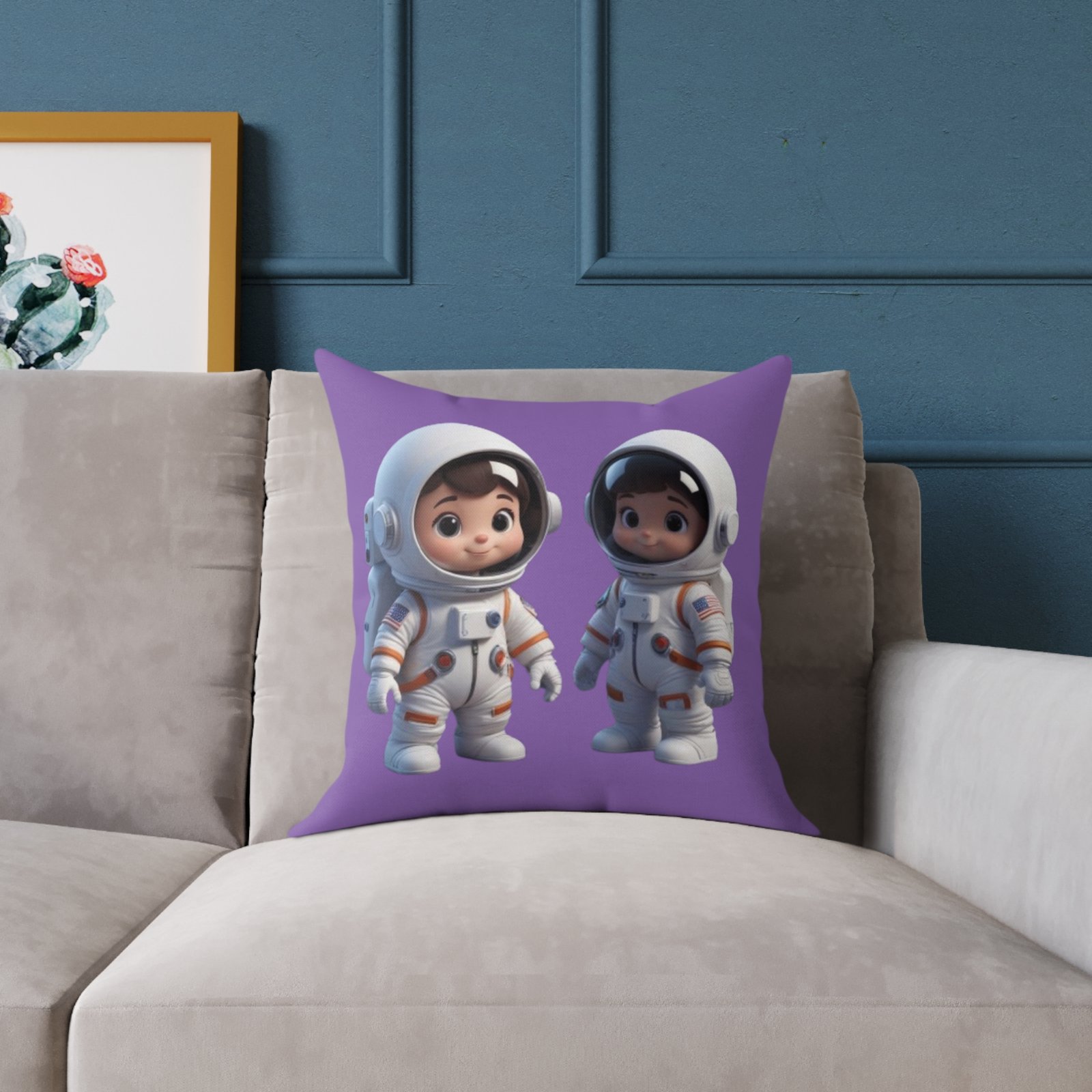 Astronauts Square Poly Canvas Pillow 08 - Image 7