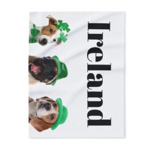 Ireland Fleece Blanket, Dog Lover Gift, Pet Keepsake, Home Decor, Warm Throw for Winter, Cabin or Dog-Themed Parties