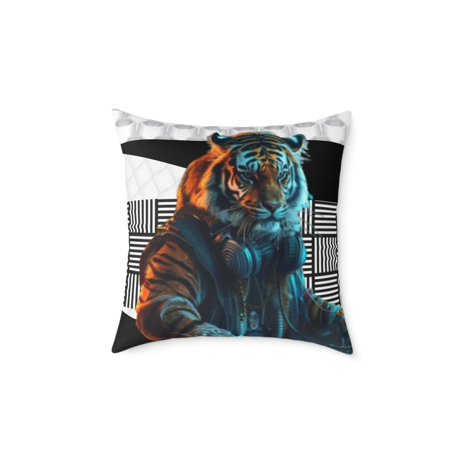 Music Dj Animal Headphones Square Poly Canvas Pillow 08 - Image 9