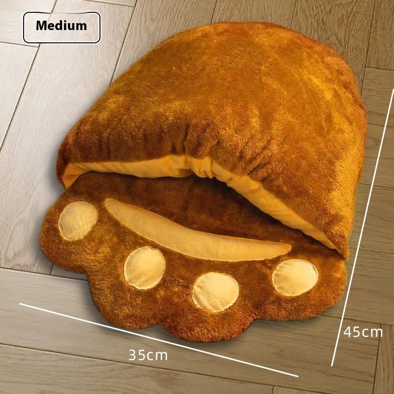 Winter Warm Cute Bear Paw Cat Bed Thickened House Semi-closed Cat Nest Large Space Washed Sleeping Bag Dog Pet Bed Pets Products - Image 8
