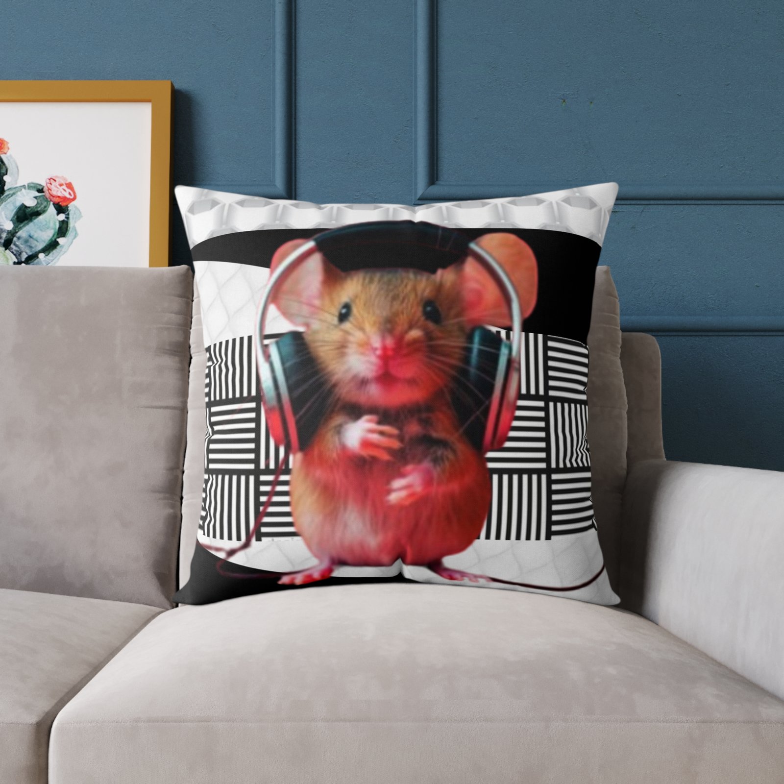 Music Dj Animal Headphones Square Poly Canvas Pillow 08 - Image 15