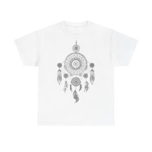 Vibrant Dream Catcher Tattoo Unisex Heavy Cotton Tee, Soft Graphic Tee, Casual Wear, Festival Shirt, Gift for Flower Lovers