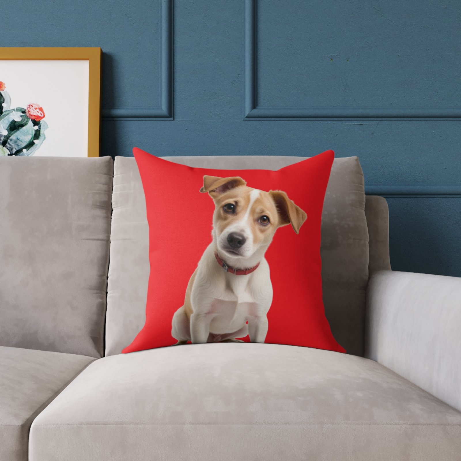 Jack Russell Square Poly Canvas Pillow - Image 7