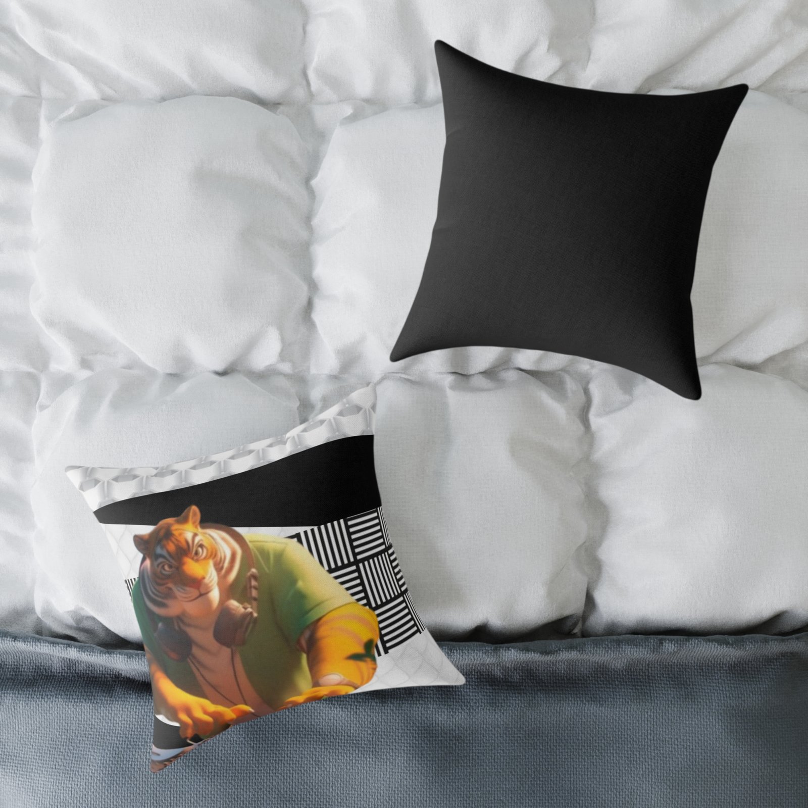 Music Dj Animal Headphones Square Poly Canvas Pillow 08 - Image 8
