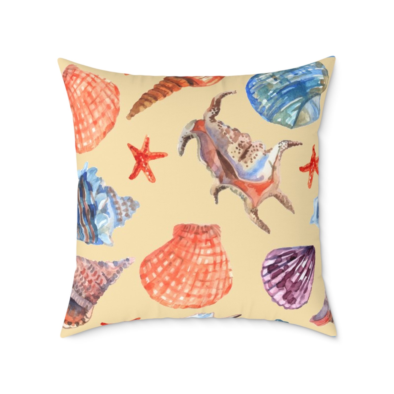 Sea shells Seaside Beach Square Poly Canvas Pillow 08 - Image 17