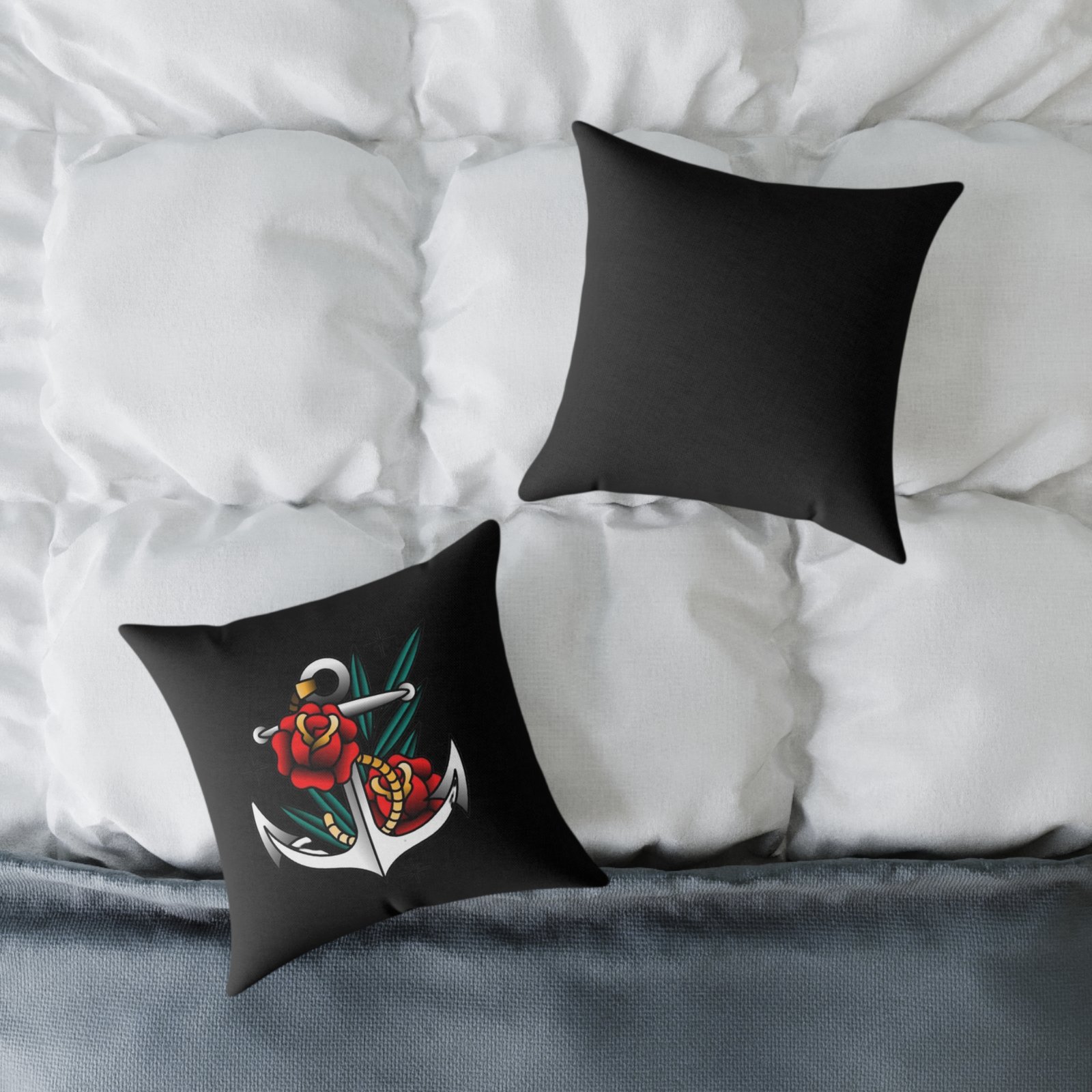 Anchor Roses Square Poly Canvas Pillow - Image 4