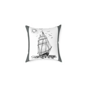 Square Pillow Ships Boats Yachts Sea Sailing Vessels Nautical Decor