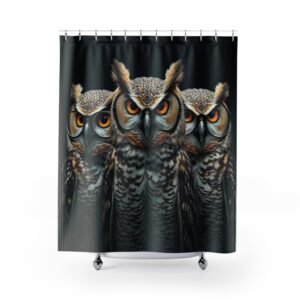 Owls Shower Curtain, Unique Bathroom Decor, Reptile Lovers Gift, Fun Home Accessories, Quirky Bathroom Style
