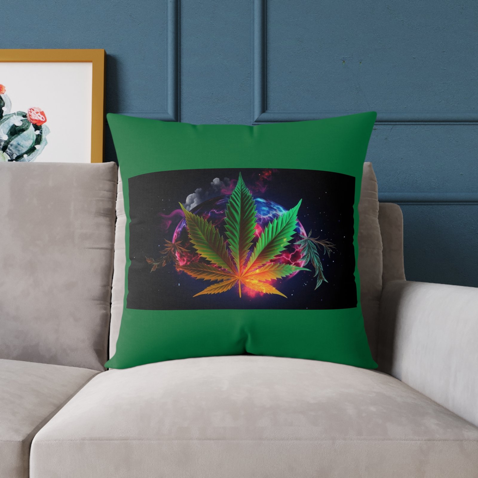 Weed Square Poly Canvas Pillow - Image 15