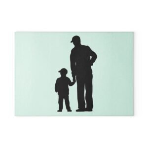 Father And Child  Family Glass Cutting Board - Unique Kitchen Decor, Perfect Gift for Chefs, Home Cooks, and Housewarmings, Ideal for Birthdays or Holidays
