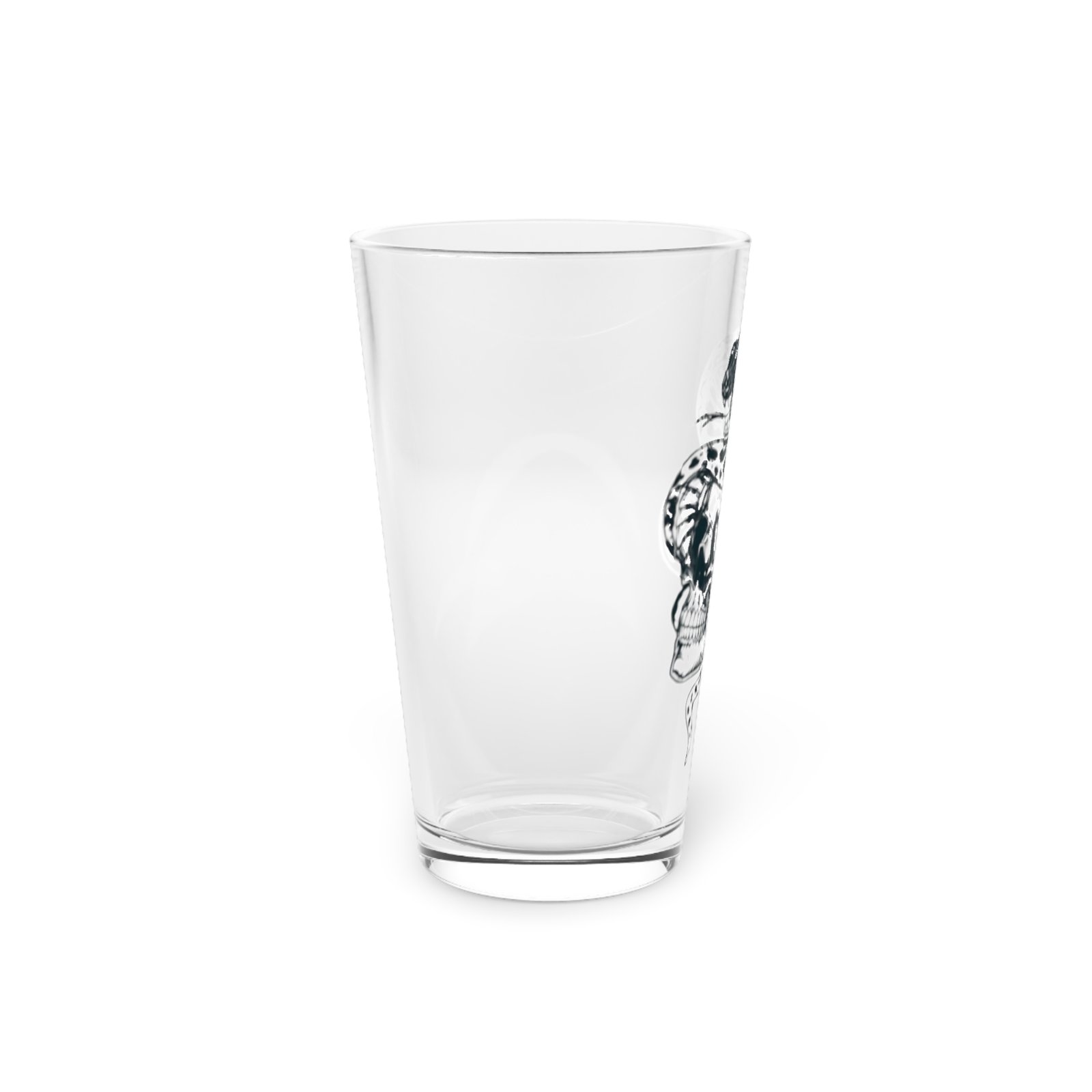 Edgy Design Tattoo Pint Glass, 16oz | Unique Gift, Rocker Style, Halloween Decor, Barware, Skull Lover's Collectible - Image 2