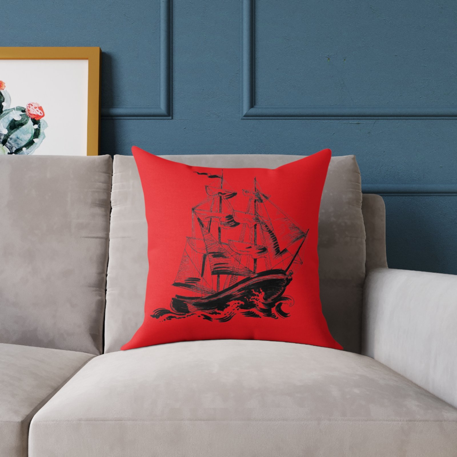 Square Pillow Ships Boats Yachts Sea Sailing Vessels Nautical Decor - Image 7