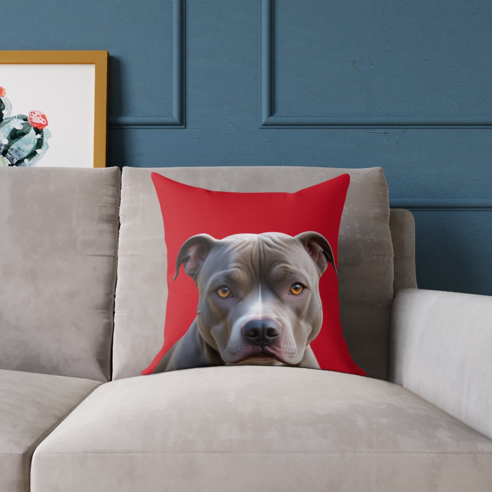 Staffordshire Bull Terrier Square Poly Canvas Pillow - Image 3