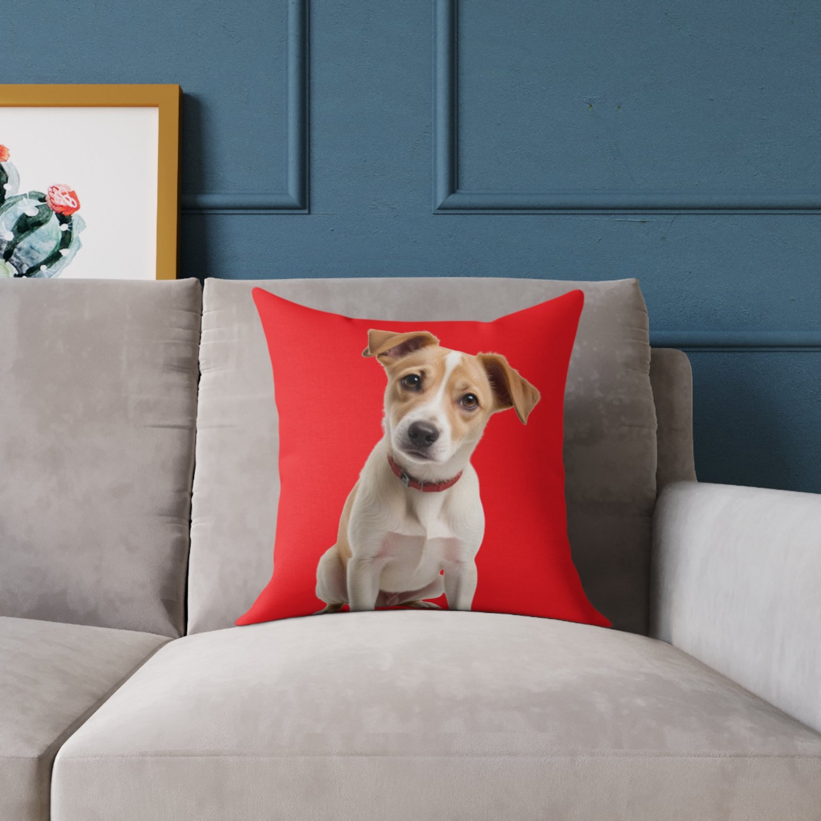 Jack Russell Square Poly Canvas Pillow - Image 3