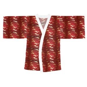 Oriental Stylish Long Sleeve Kimono Robe with Unique Print - Perfect for Relaxation and Home Spa Days