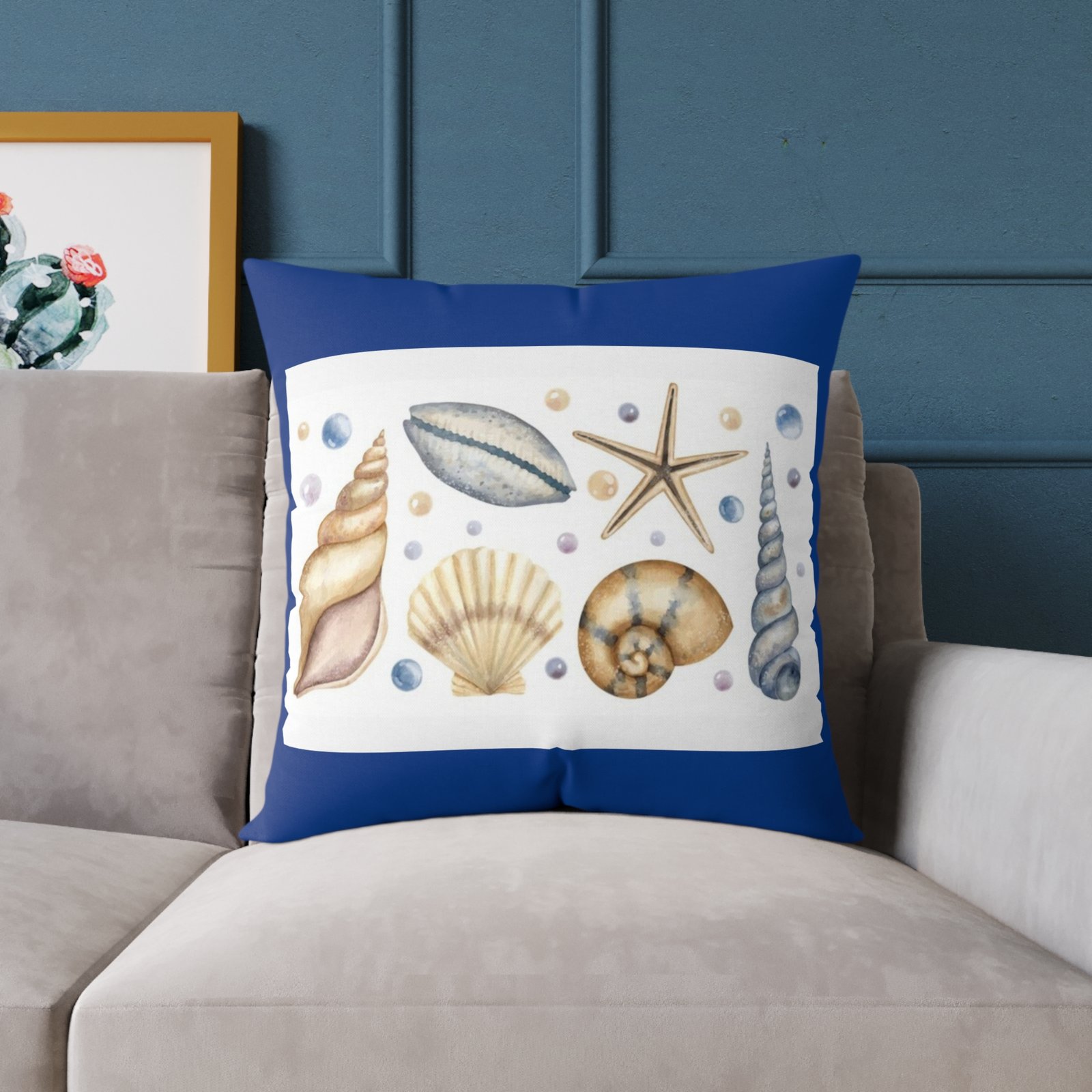 Sea shells Seaside Beach Square Poly Canvas Pillow 08 - Image 15