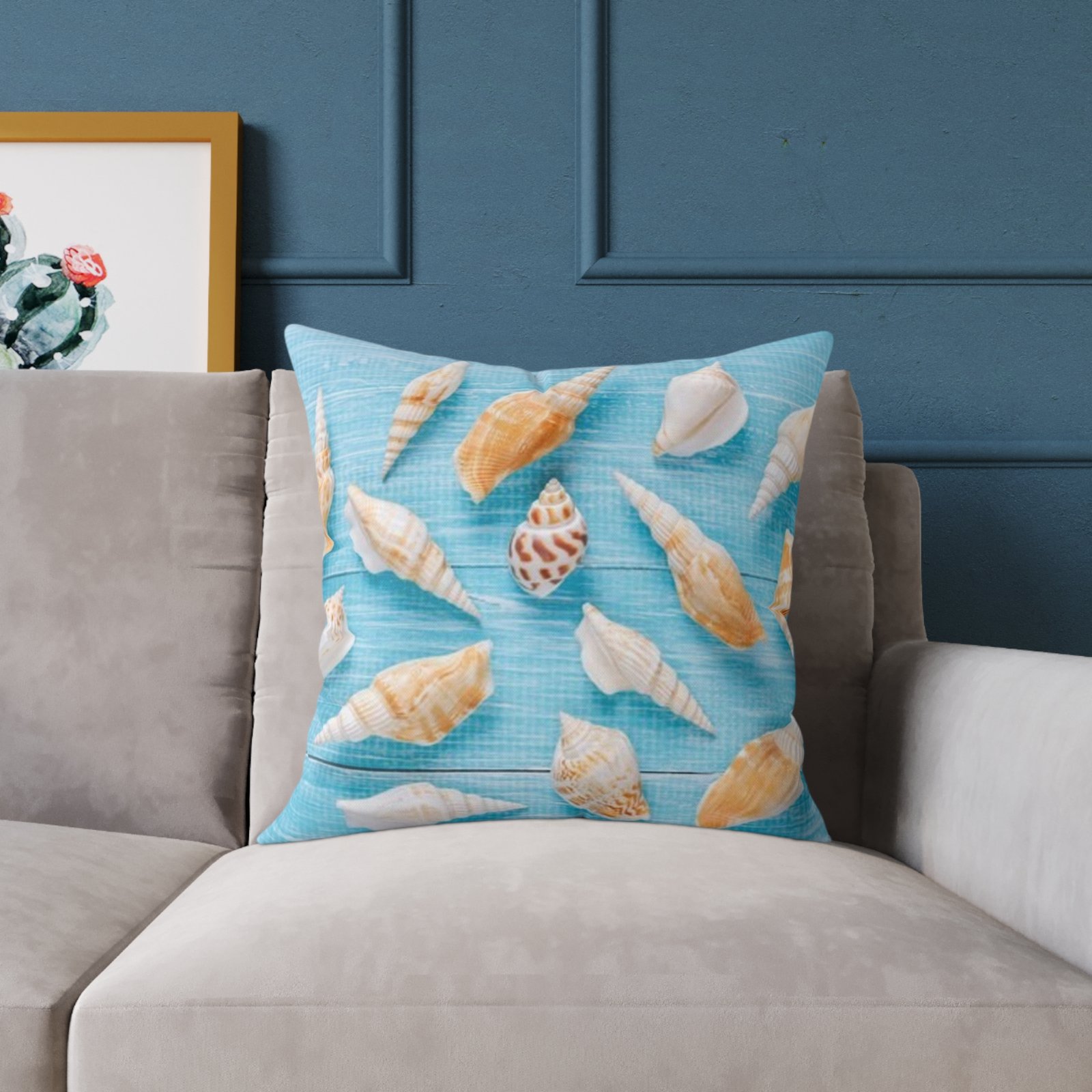 Sea shells Seaside Beach Square Poly Canvas Pillow 08 - Image 11
