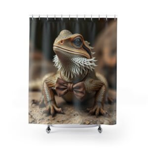 Bearded Dragon Shower Curtain, Unique Bathroom Decor, Reptile Lovers Gift, Fun Home Accessories, Quirky Bathroom Style