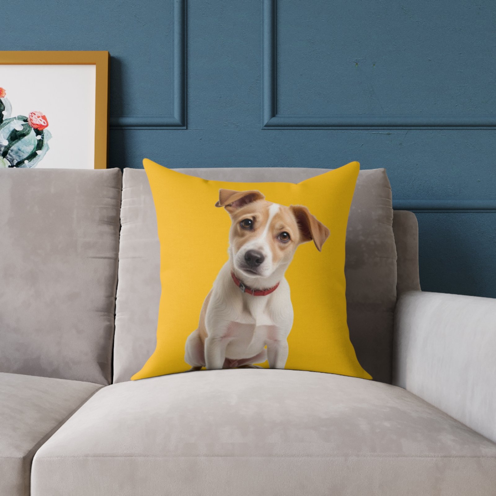 Jack Russell Square Poly Canvas Pillow - Image 7
