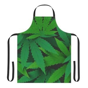 Cannabis Leaves Print Apron, 5-Color Straps (AOP)