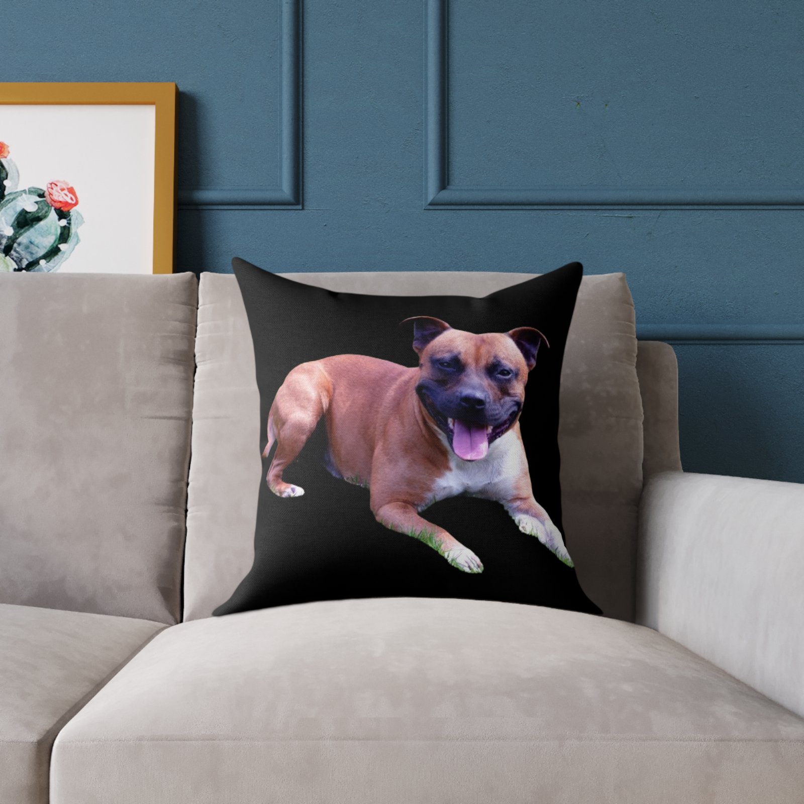 Staffordshire Bull Terrier Square Poly Canvas Pillow 08 - Image 7