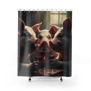 Pig Shower Curtain, Unique Bathroom Decor, Reptile Lovers Gift, Fun Home Accessories, Quirky Bathroom Style