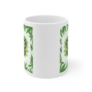 Cannabis Leaves Print Ceramic Coffee Cups, 11oz, 15oz