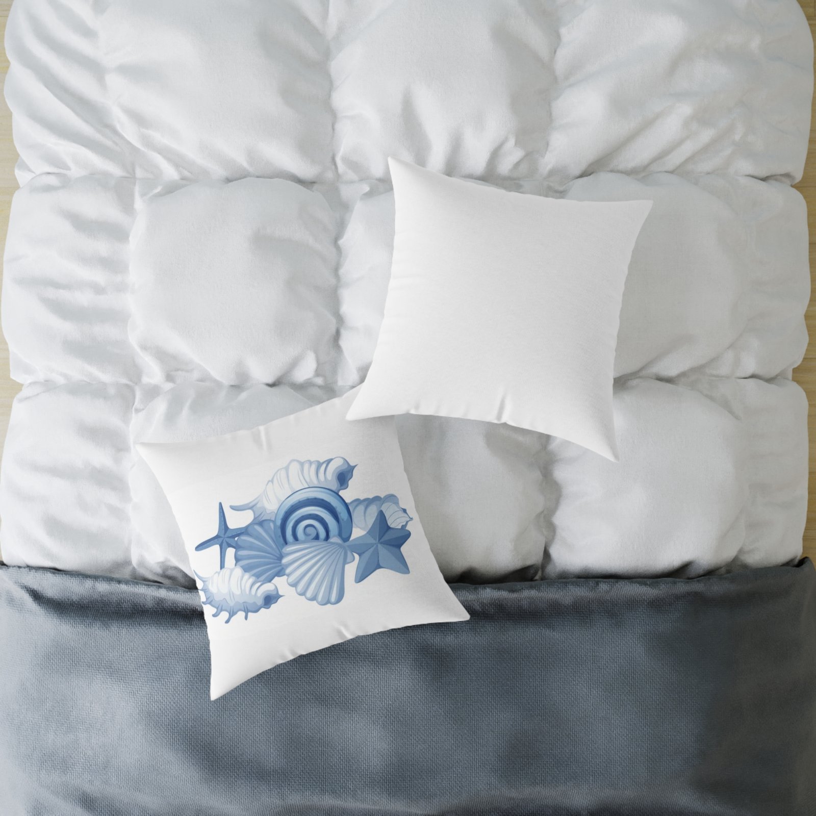 Sea shells Seaside Beach Square Poly Canvas Pillow 08 - Image 12