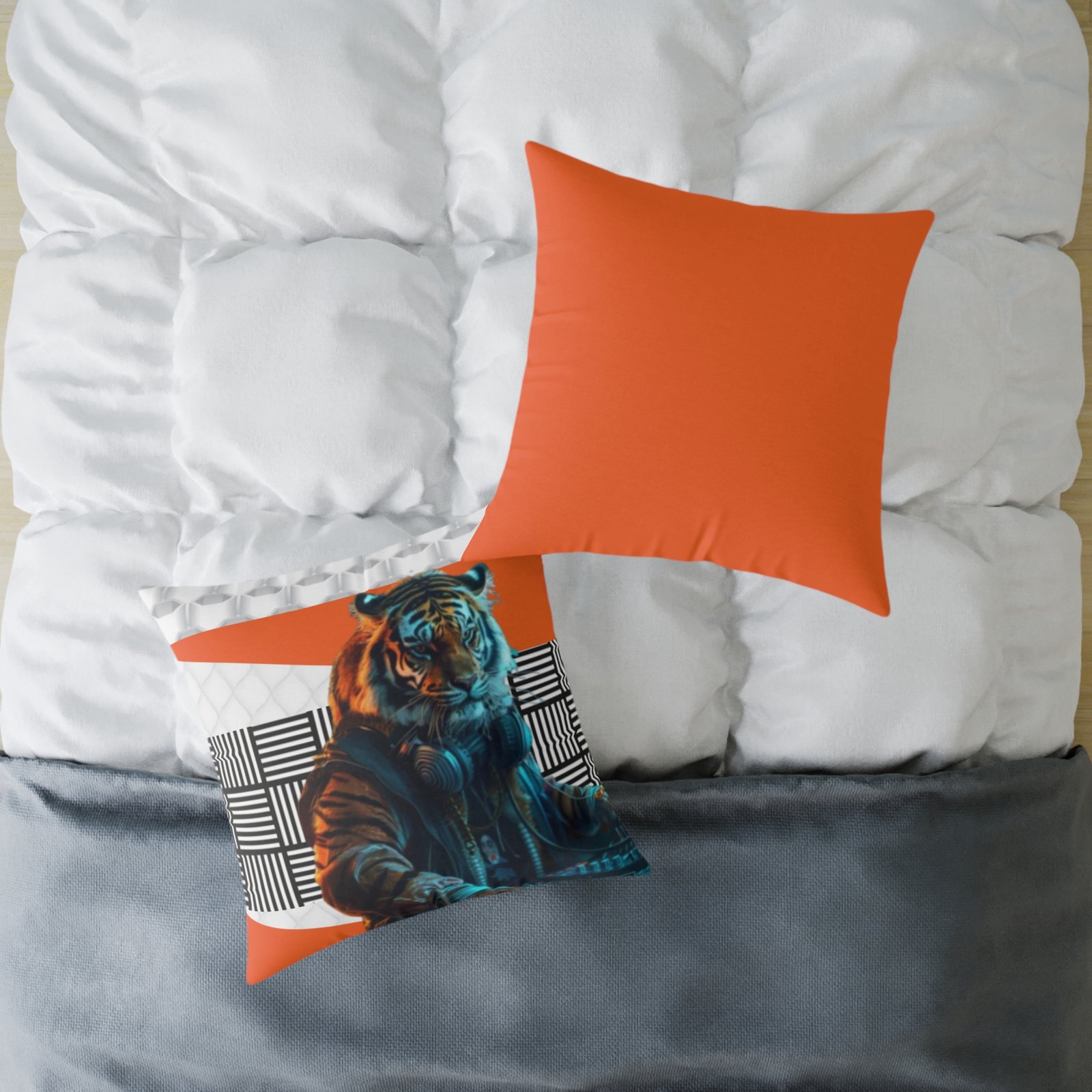 Music Dj Animal Headphones Square Poly Canvas Pillow 08 - Image 16