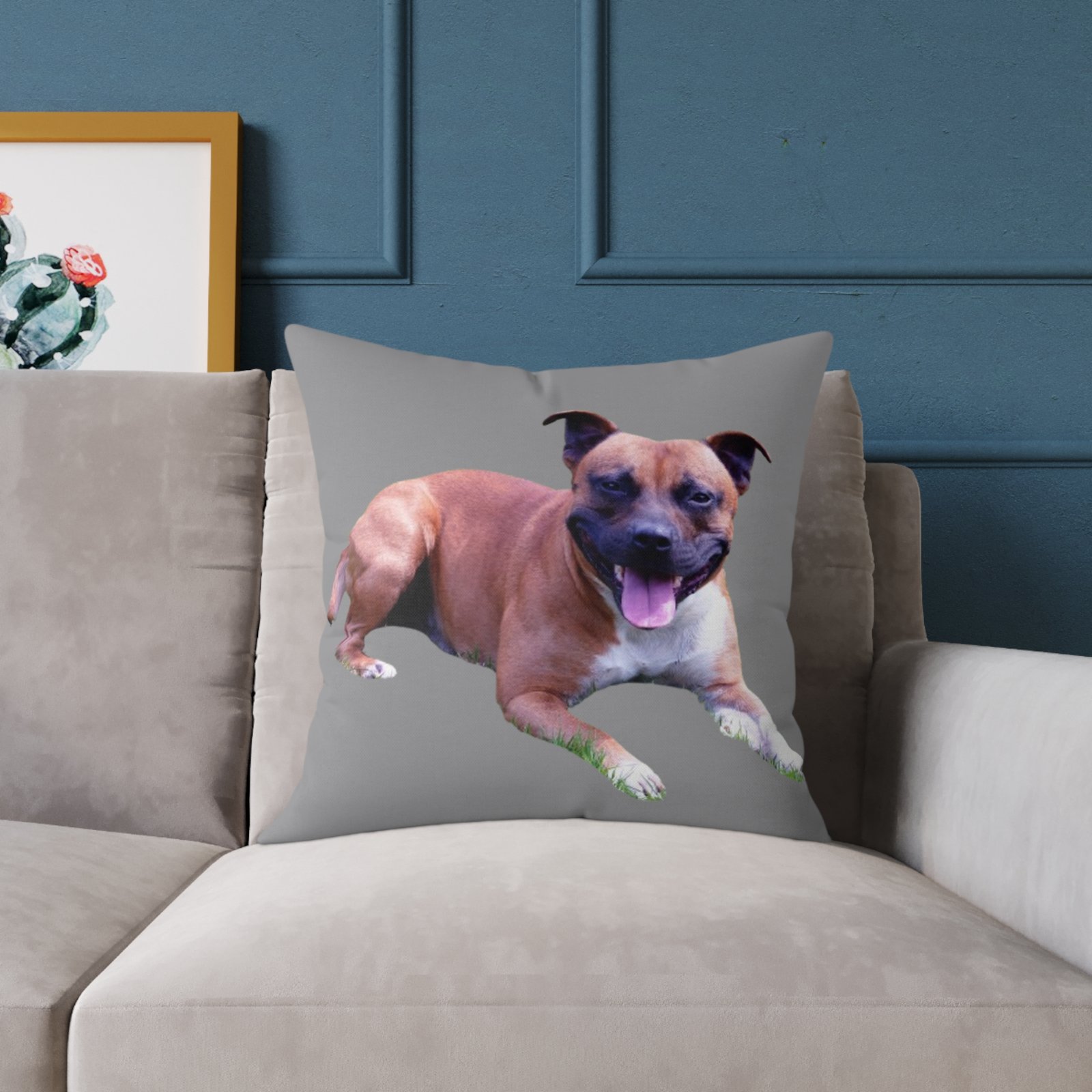 Staffordshire Bull Terrier Square Poly Canvas Pillow - Image 11
