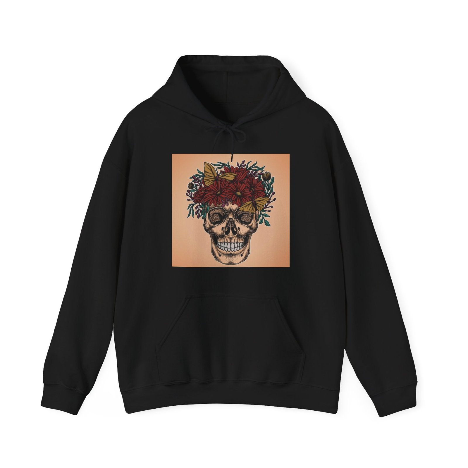 Skull Roses Tattoo Flowers Hoodie, Gothic Sweatshirt, Edgy Pullover, Dark Floral - Image 9
