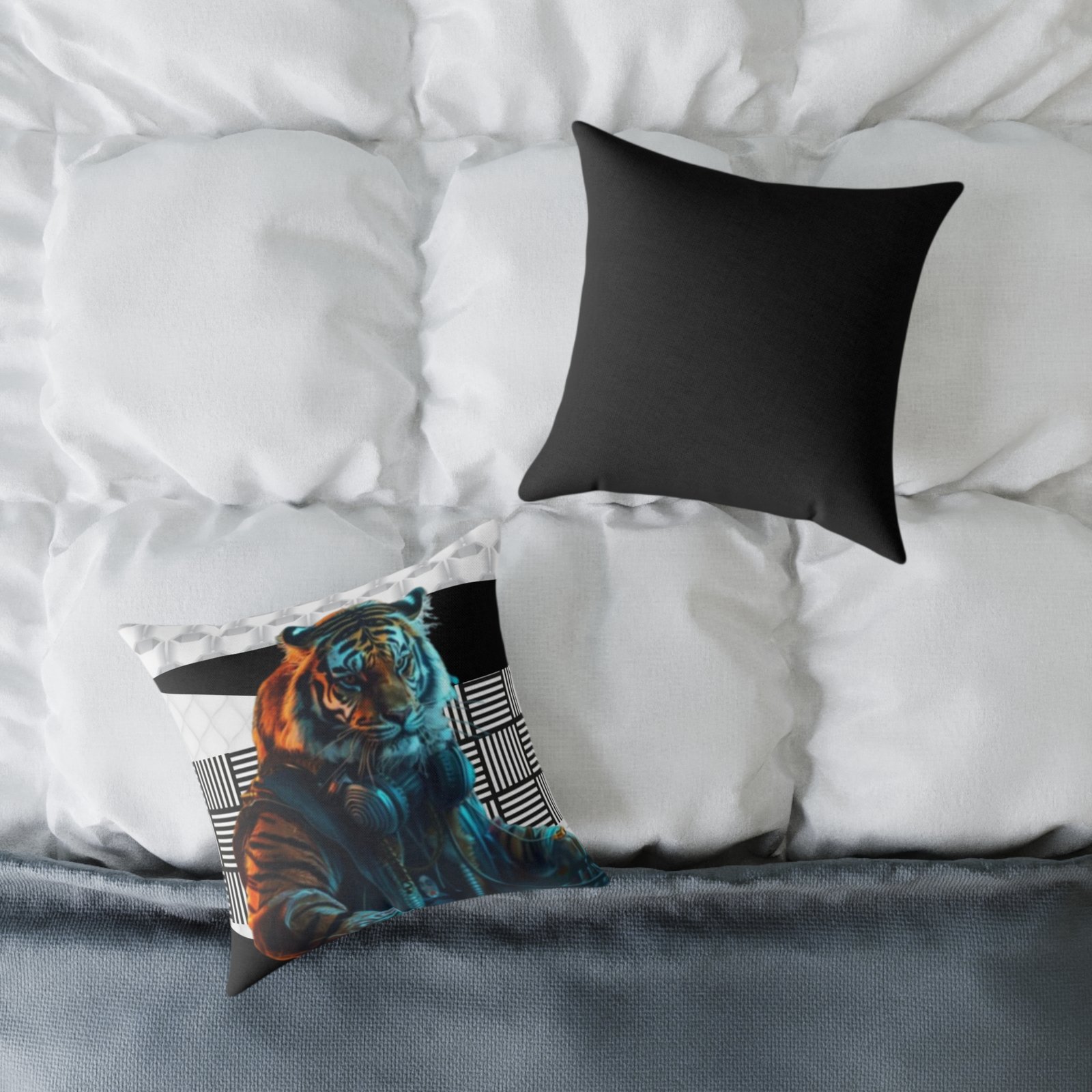 Music Dj Animal Headphones Square Poly Canvas Pillow 08 - Image 4