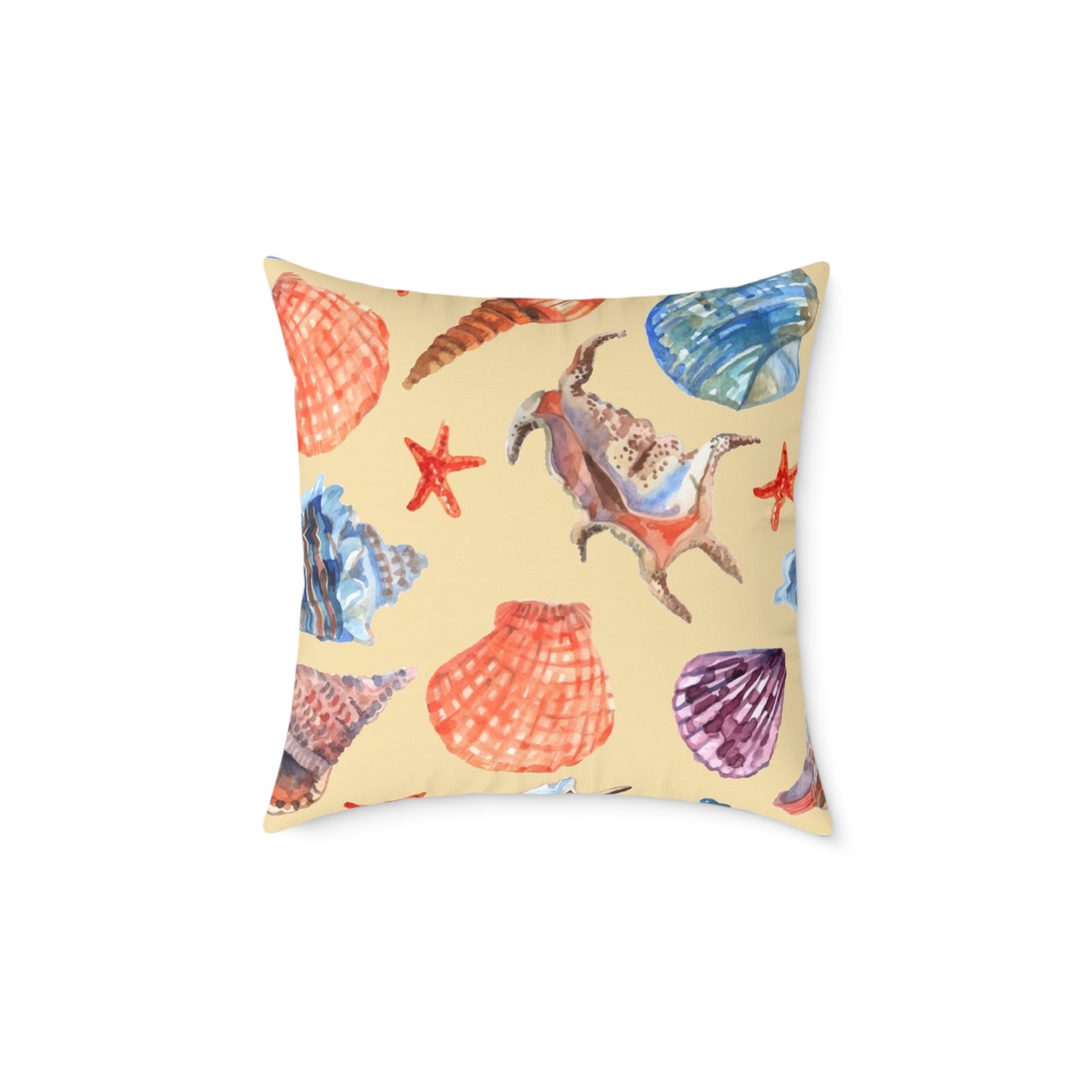 Sea shells Seaside Beach Square Poly Canvas Pillow 08 - Image 9