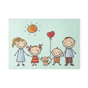 Family  Glass Cutting Board - Unique Kitchen Decor, Perfect Gift for Chefs, Home Cooks, and Housewarmings, Ideal for Birthdays or Holidays