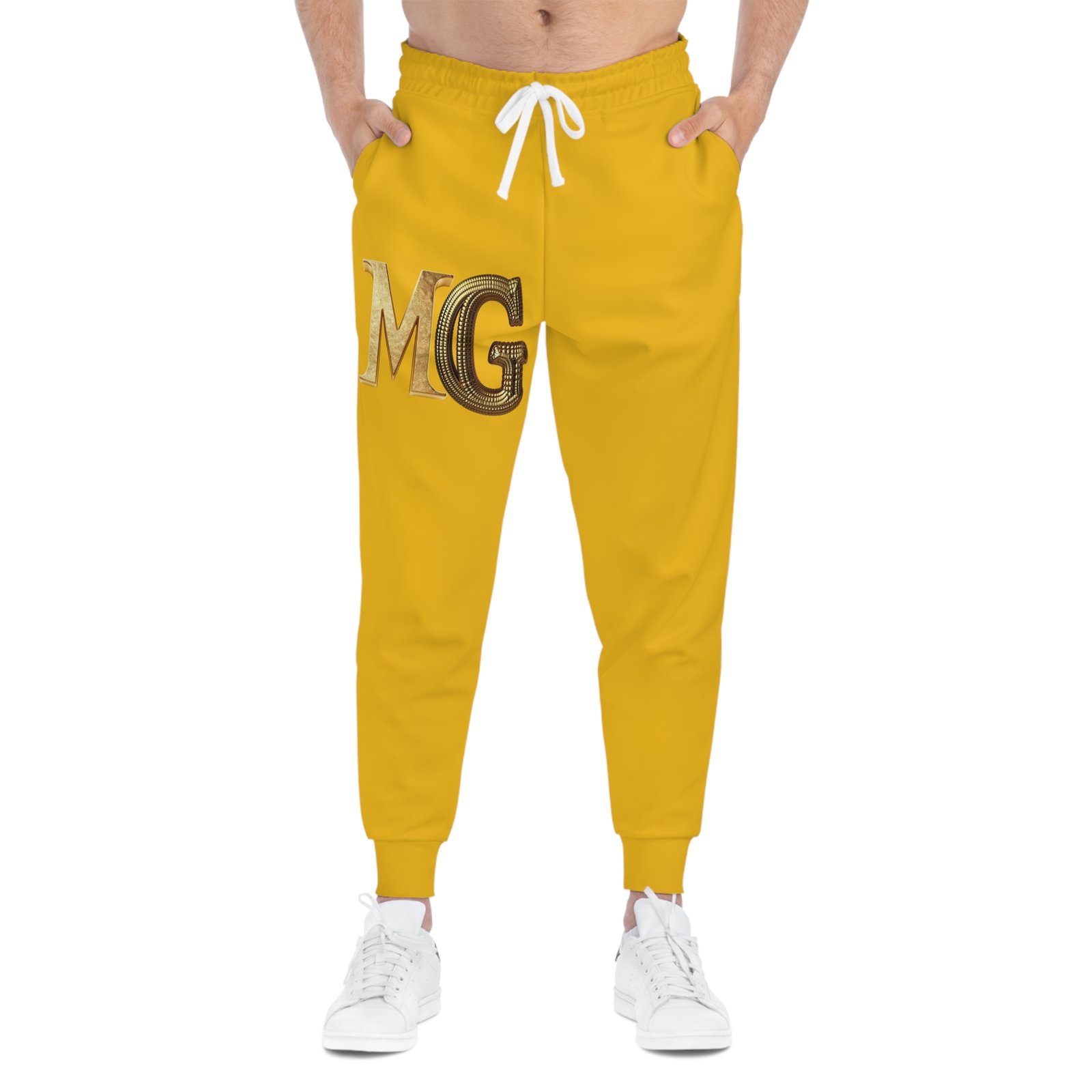 Athletic Joggers with MG Design, Comfortable Jogging Pants, Sportswear Gift, Activewear, Fitness Apparel, Red Joggers - Image 3