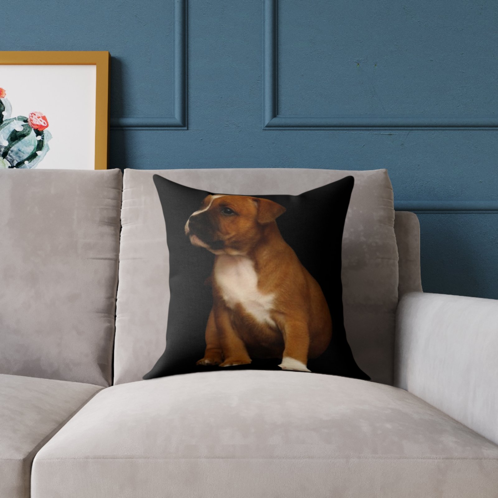 Staffordshire Bull Terrier Square Poly Canvas Pillow - Image 3