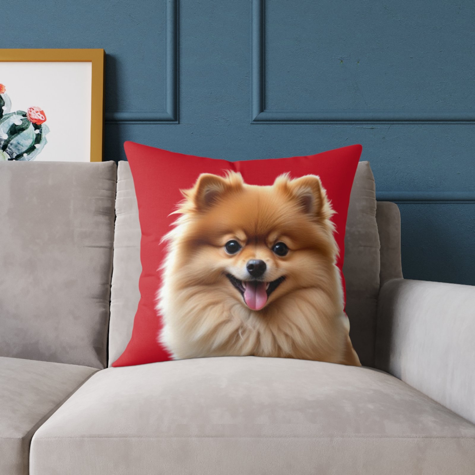 Pomeranian Dog Square Poly Canvas Pillow - Image 11