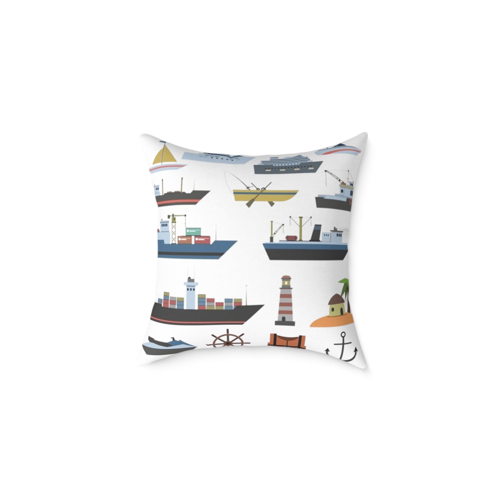 Square Pillow Ships Boats Yachts Sea Sailing Vessels Nautical Decor - Image 5