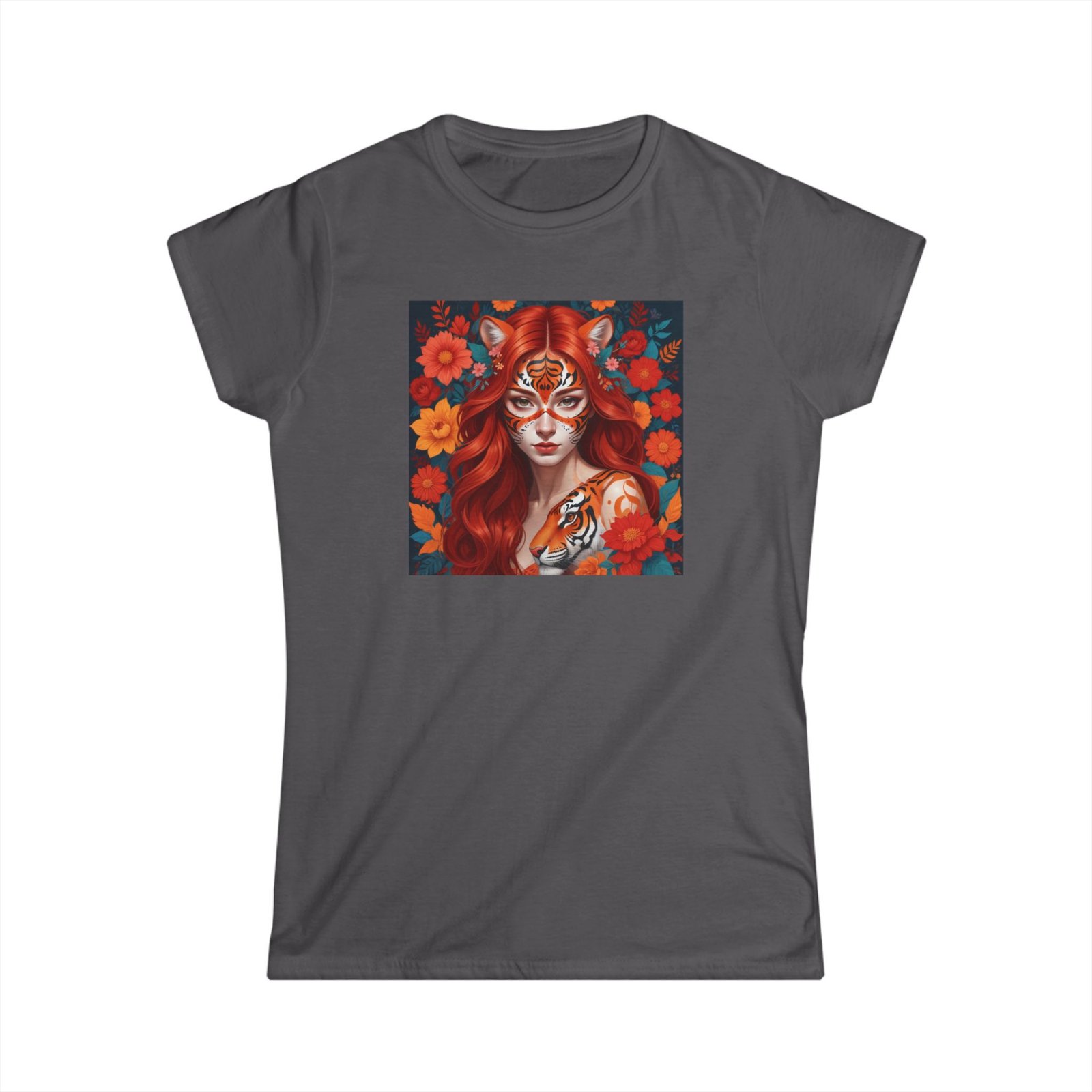 Tiger Lady Art Design Tattoo Soft style Tshirt - Image 16