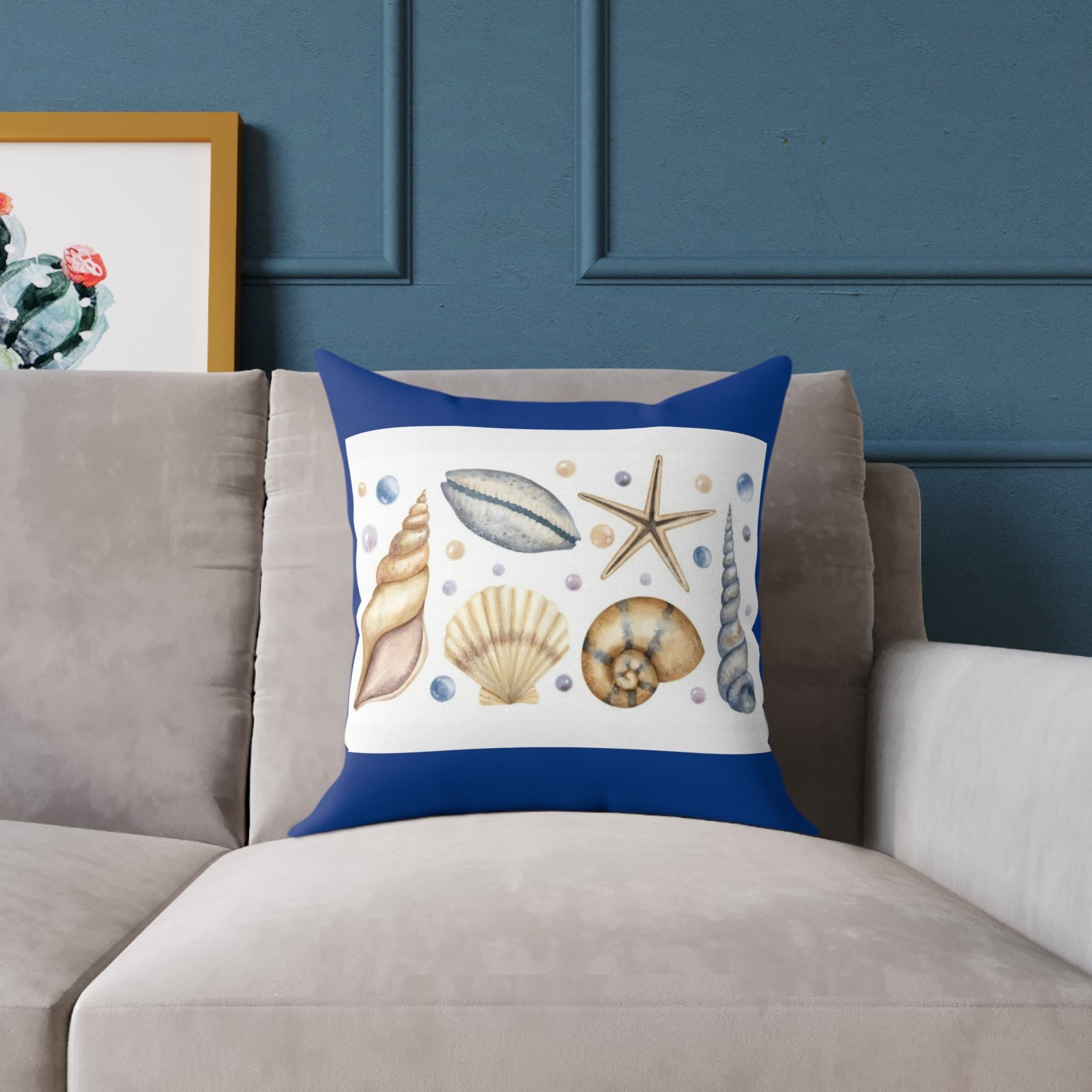Sea shells Seaside Beach Square Poly Canvas Pillow 08 - Image 7