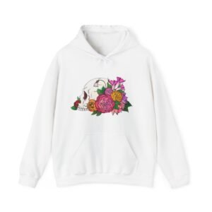 Skull Roses Tattoo Flowers Hoodie, Gothic Sweatshirt, Edgy Pullover, Dark Floral