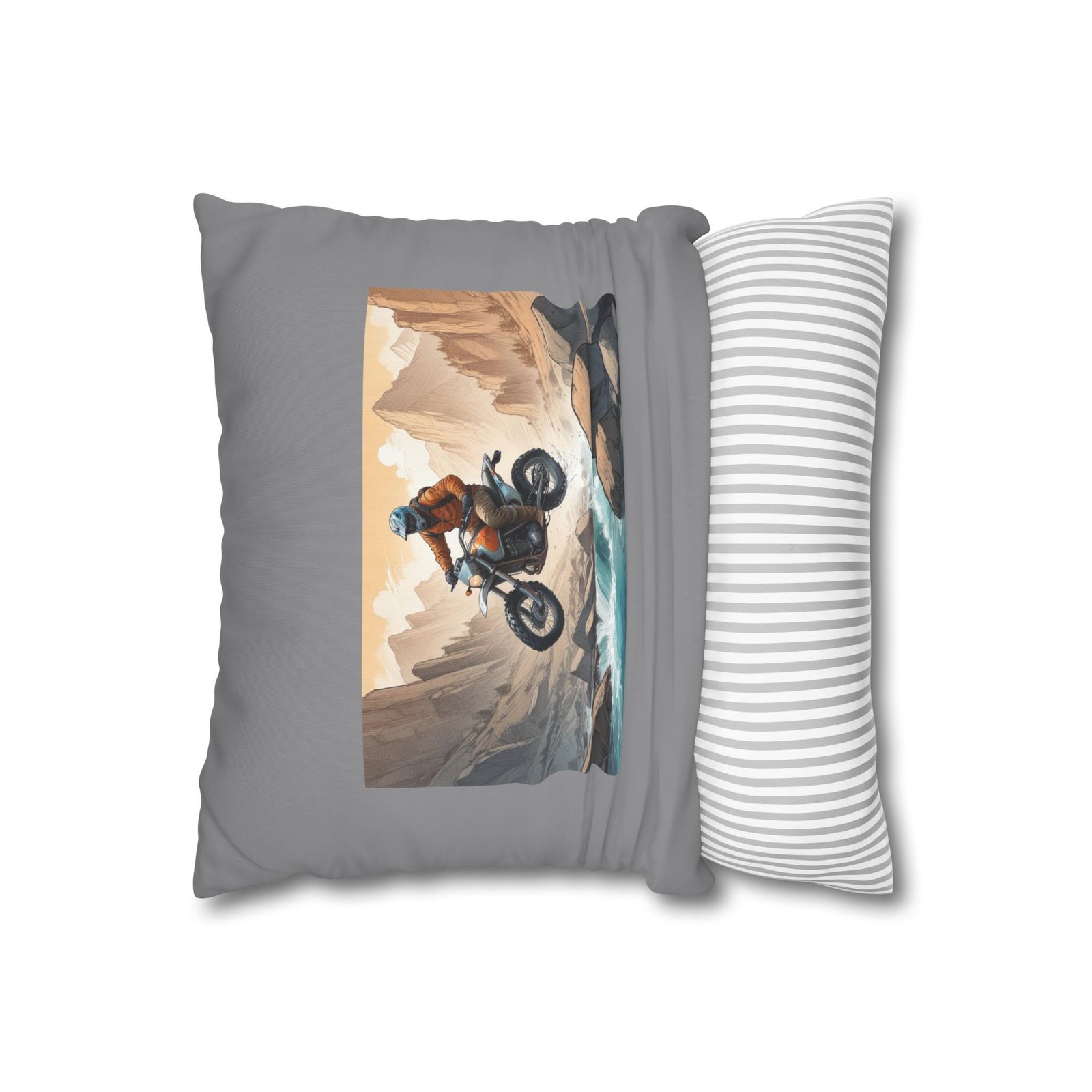 Scrambling Bikes Square Poly Canvas Pillowcase - Image 2