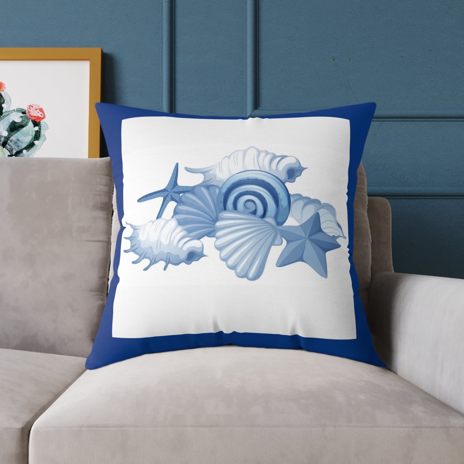 Sea shells Seaside Beach Square Poly Canvas Pillow 08 - Image 19