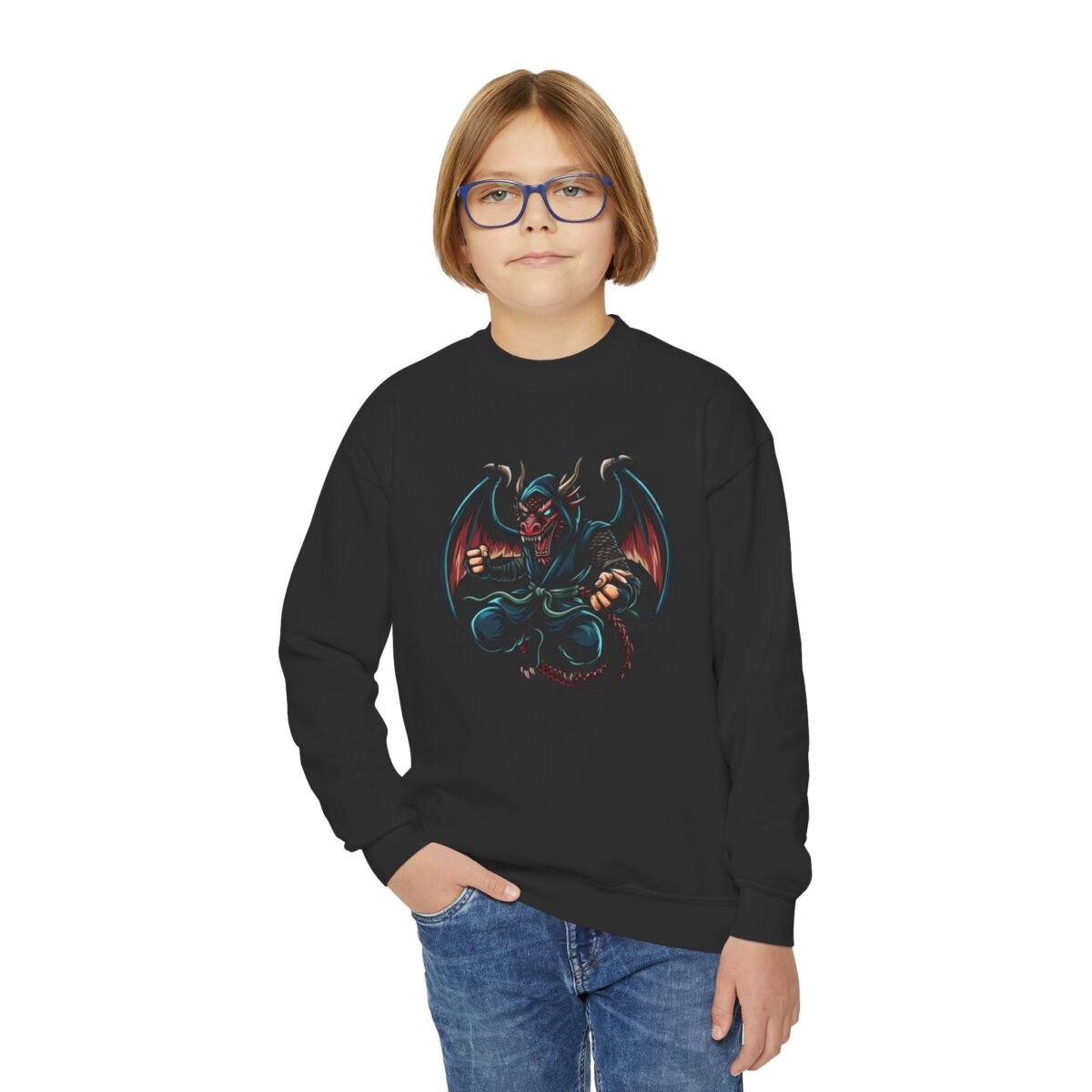 Street Reptile Kids Graphic Crewneck Sweatshirt — Cool Cartoon Lizard in Cap - Image 7