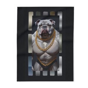 Hench Bulldog Fleece Blanket, Dog Lover Gift, Pet Keepsake, Home Decor, Warm Throw for Winter, Cabin or Dog-Themed Parties