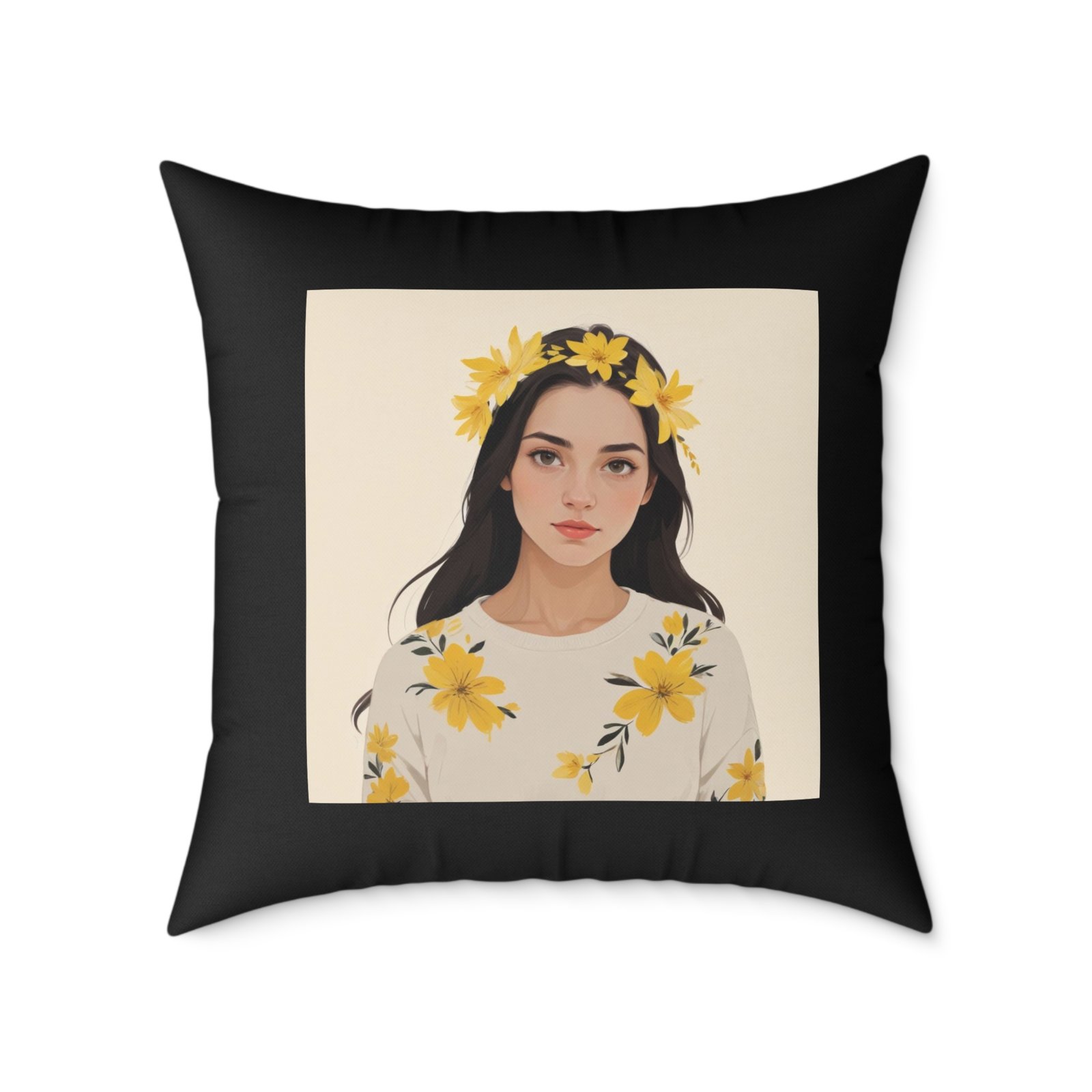 Yellow Flowers Poly Canvas Pillow - Image 17
