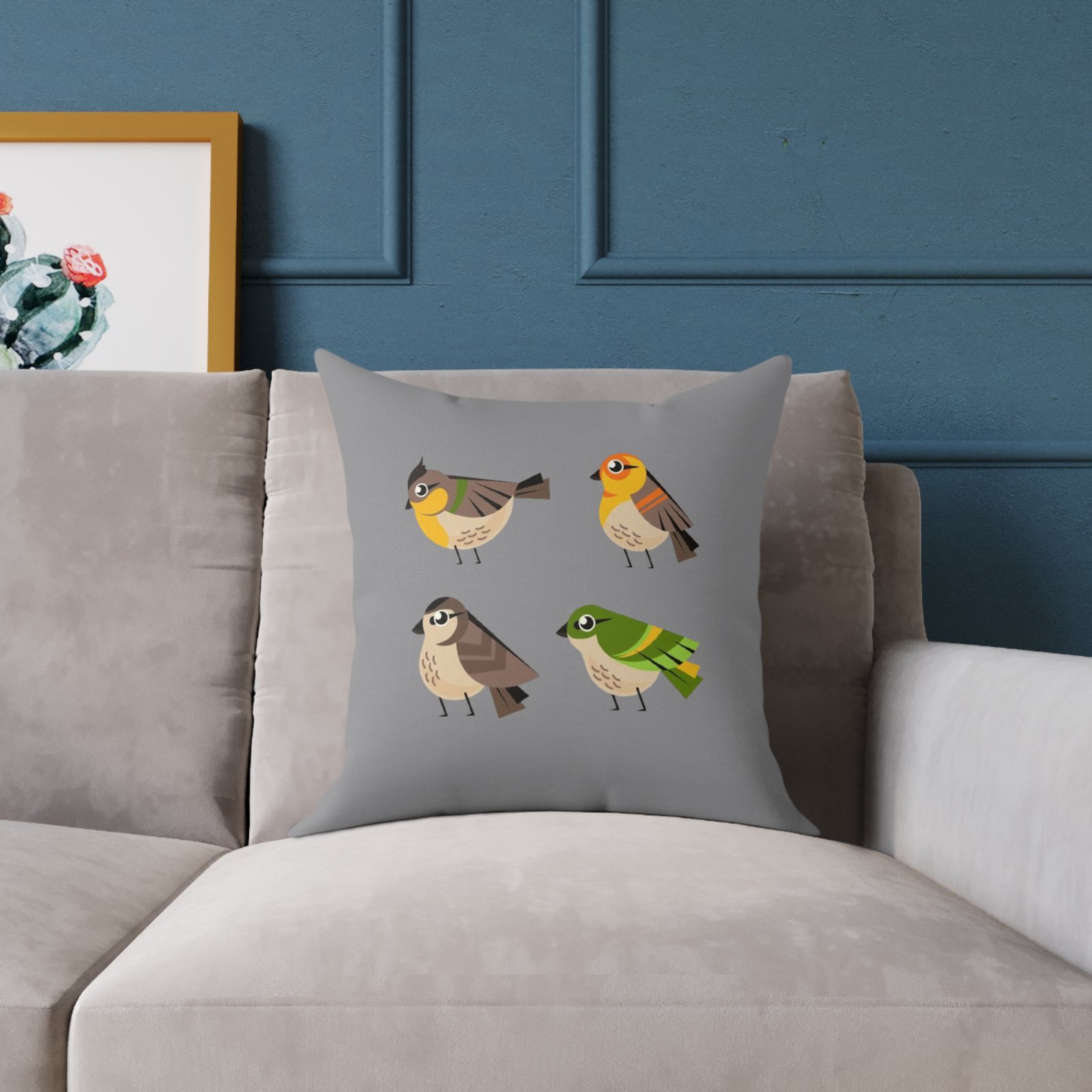 Bird Design Square Poly Canvas Pillow - Image 7