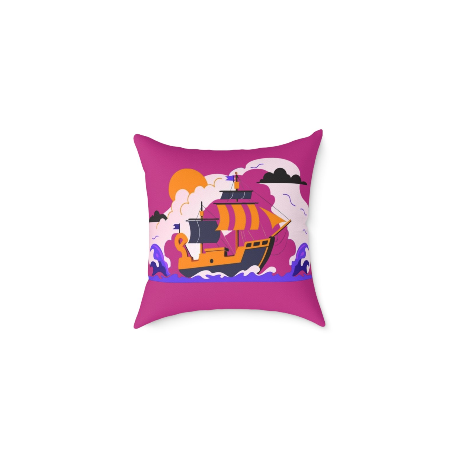 Square Pillow Ships Boats Yachts Sea Sailing Vessels Nautical Decor