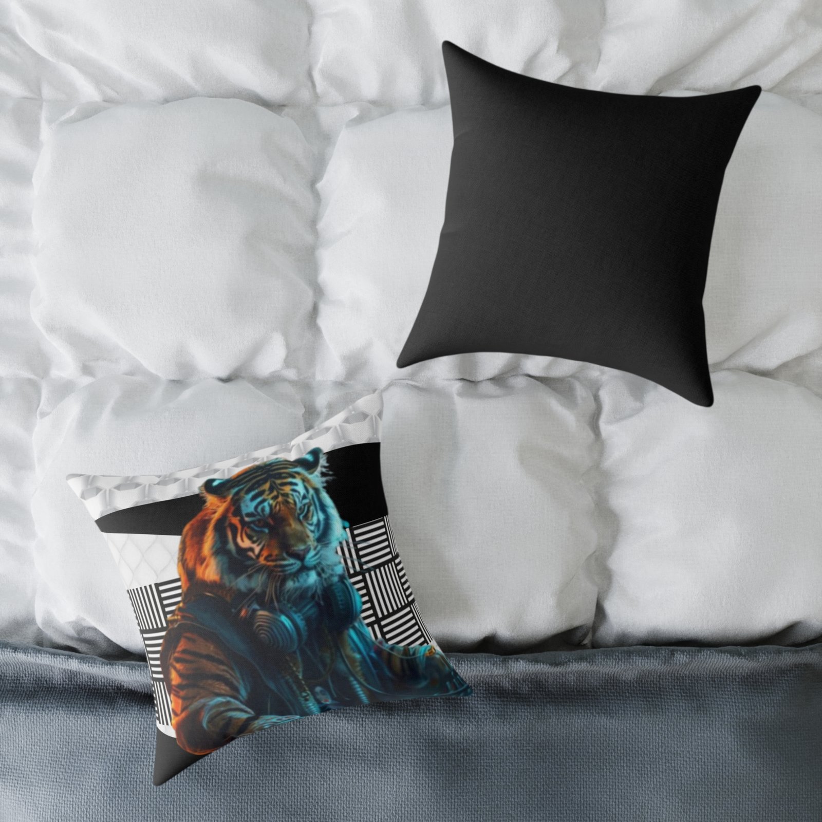 Music Dj Animal Headphones Square Poly Canvas Pillow 08 - Image 8